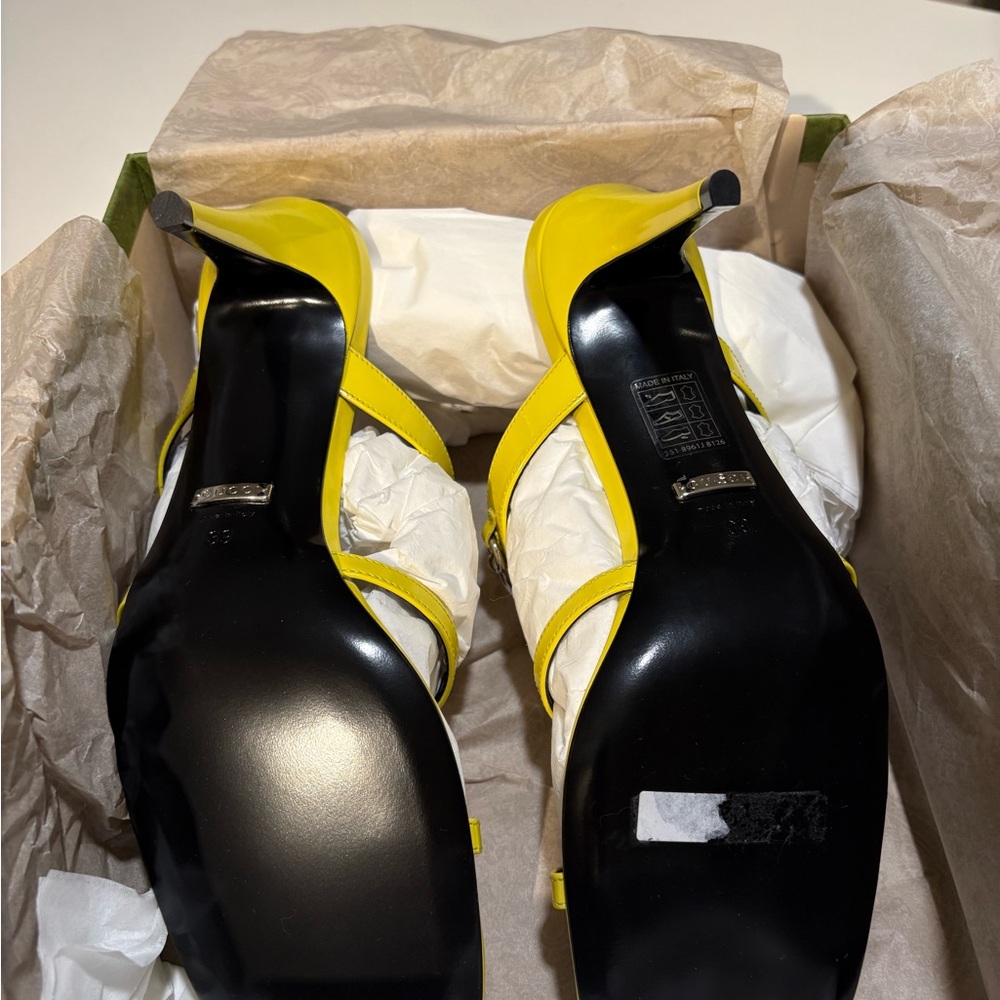 Gucci Yellow Women's Slim Horsebit Slide Sandals | Size: 39 Brand New $920 - Picture 8 of 15